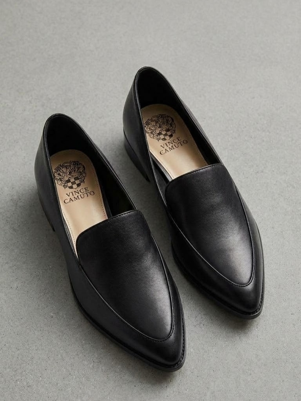 Vince Camuto Black Leather Slip-On Loafers